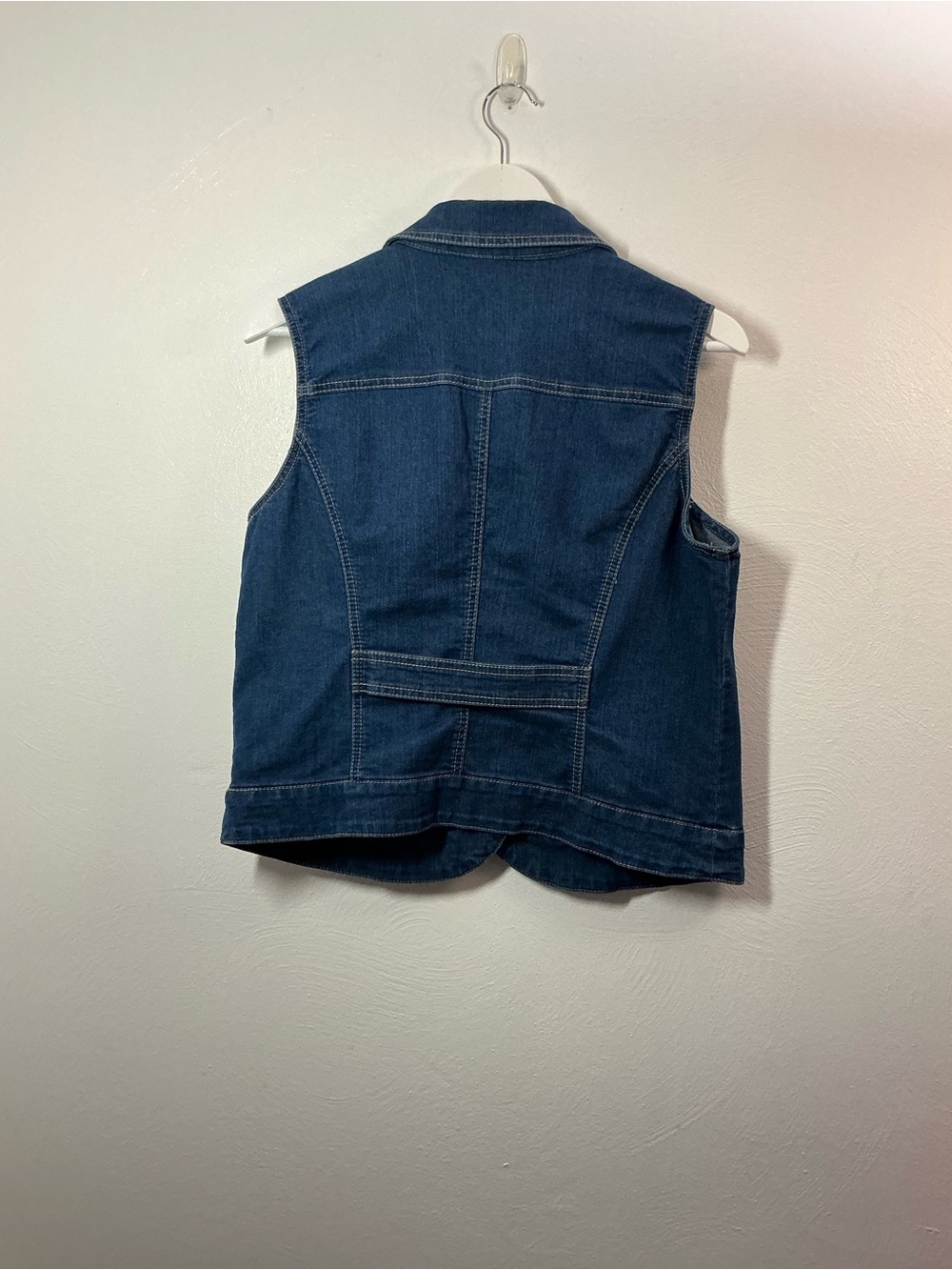 Baccini Navy Blue Denim Button-Front Vest Size Large - Picture 2 of 7